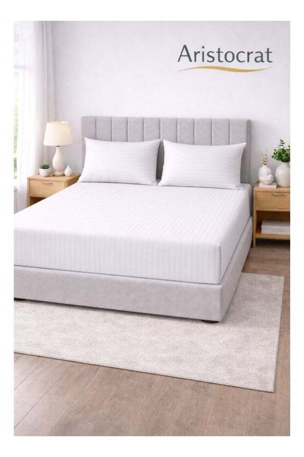 3-Piece Striped Microfiber Fitted Sheet Set Queen 150x200cm