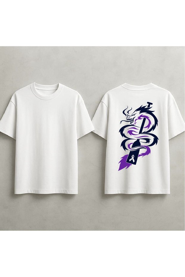 Purple Dragon Printed Oversized T-Shirt