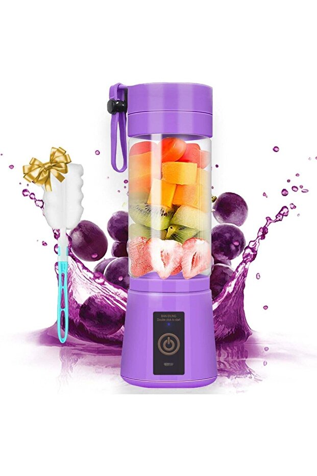 Portable Mini Blender 380ML - USB Rechargeable Electric Juicer with Multi-Blade Personal Smoothie Maker, Digital LED Display & Multi-Speed Cordless BPA-Free Protein Shaker for Fruits, Shakes & Ice