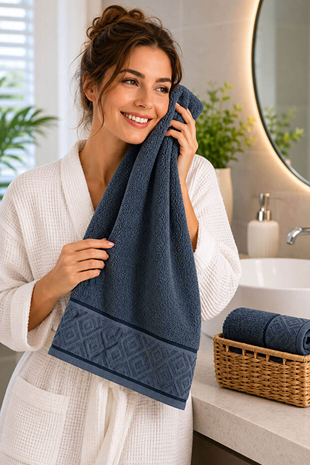 Hand and Face Towel 50X90 cm Partial Velvet Jacquard Nova
