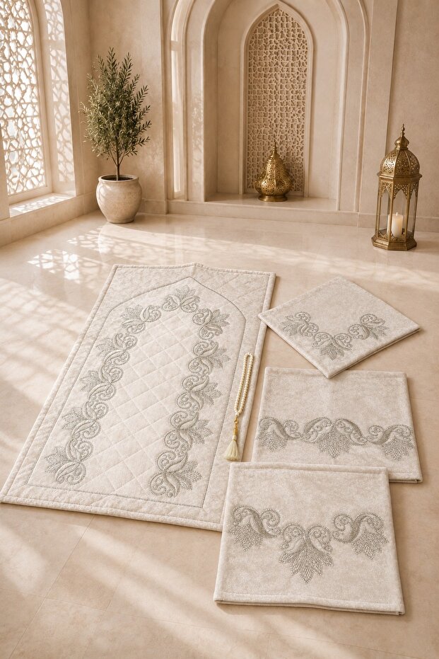 Luxury Velvet 5 Piece Prayer Mat Set | Dowry Set, Bundle, Engagement and Gift Worship Set