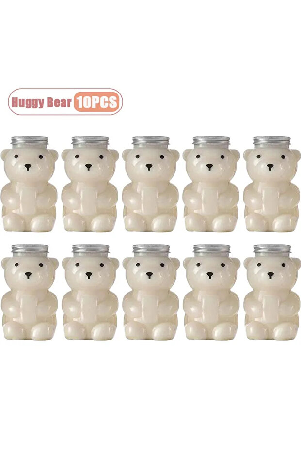 500ml Huggy Bear-10PCS 500ml Portable Cartoon Bear Transparent Bottles Cute Reusable Drink Container