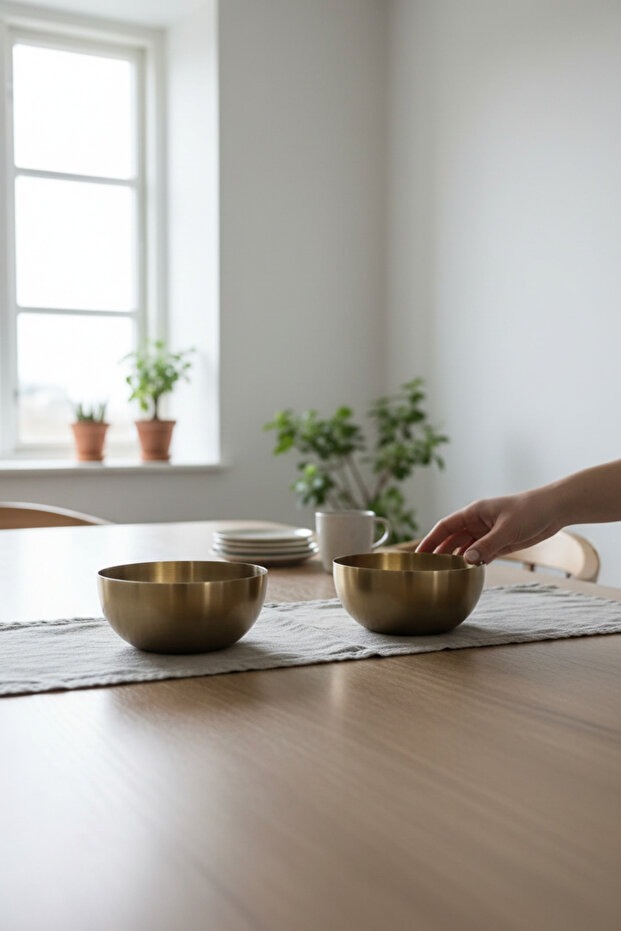Aurea Gold 2-Piece Stainless Steel Snack Bowl Set 9 cm