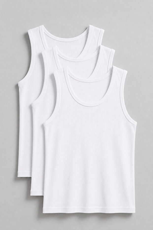 Men's Basic Ribbed Undershirt - High Quality Cotton