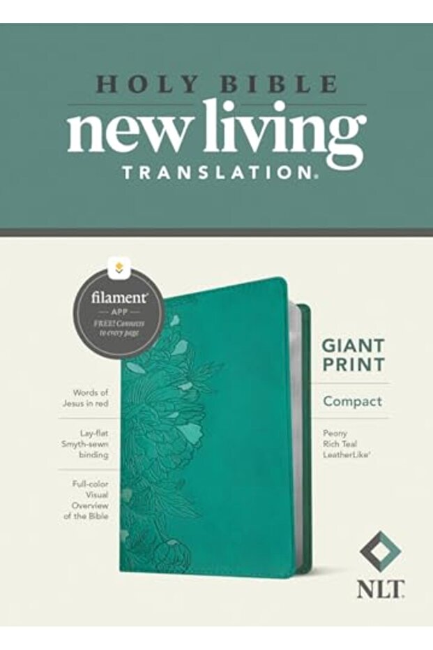 Nlt Compact Giant Print Bible Filamentenabled Edition Leatherlike Peony Rich Teal Red Letter)