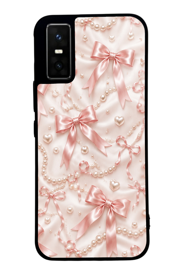 Infinix Gt 30 Pro Glossy Phone Case with Blush Pearl Bow Design