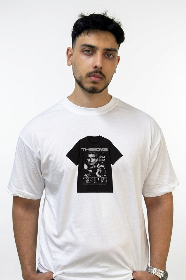 The Boys_3 Design Printed Oversize White T-Shirt