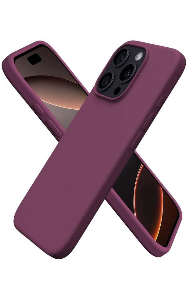 iPhone 16 Pro Max Soft Liquid Silicone Gel Case - Full Body Shockproof Protection with Matte Finish & Microfiber Lining (Wine Red)