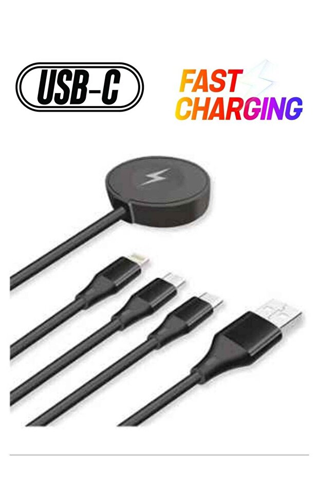 4 in 1 Cable With Wireless Charger Type C, iPhone