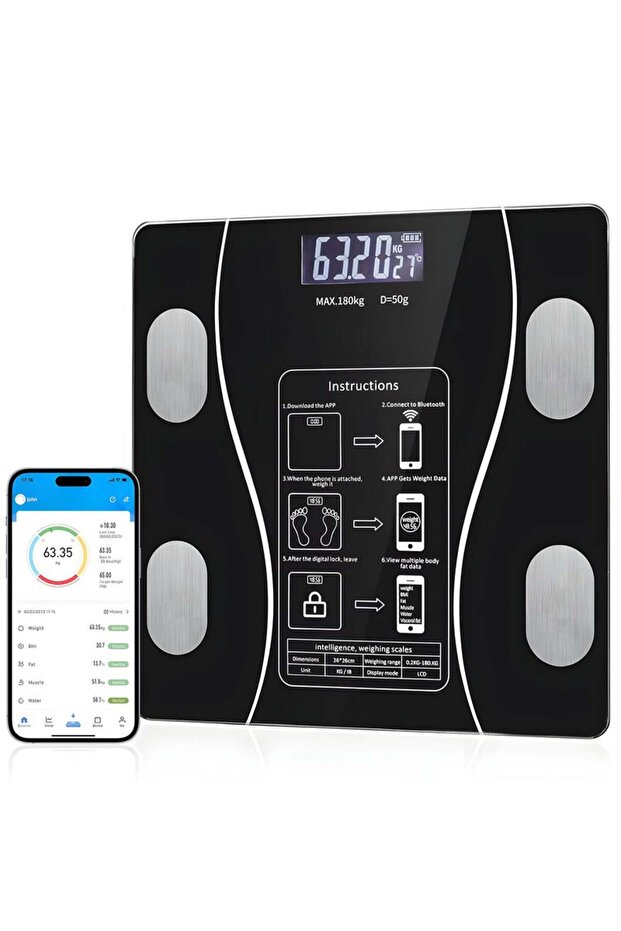 Smart Scale for Body Weight | Digital Bathroom Weighing Scale with App | Measures BMI, Weight, Fat %, Muscle Mass | Step-On Technology | Max 180kg / 400 lbs
