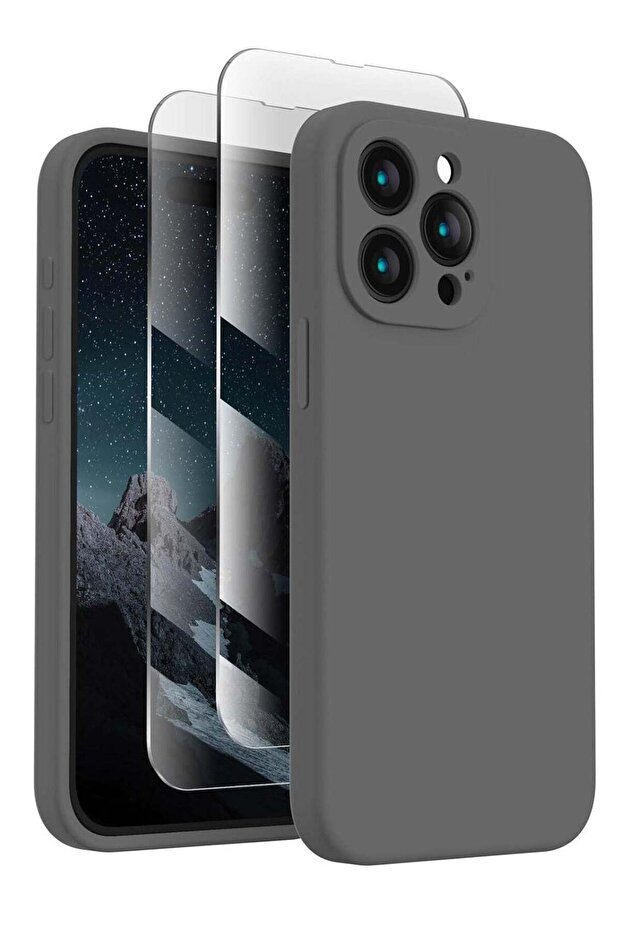 Designed for iPhone 15 Pro Max Case, Silicone Upgraded [Camera Protection] + 2 Screen Protectors