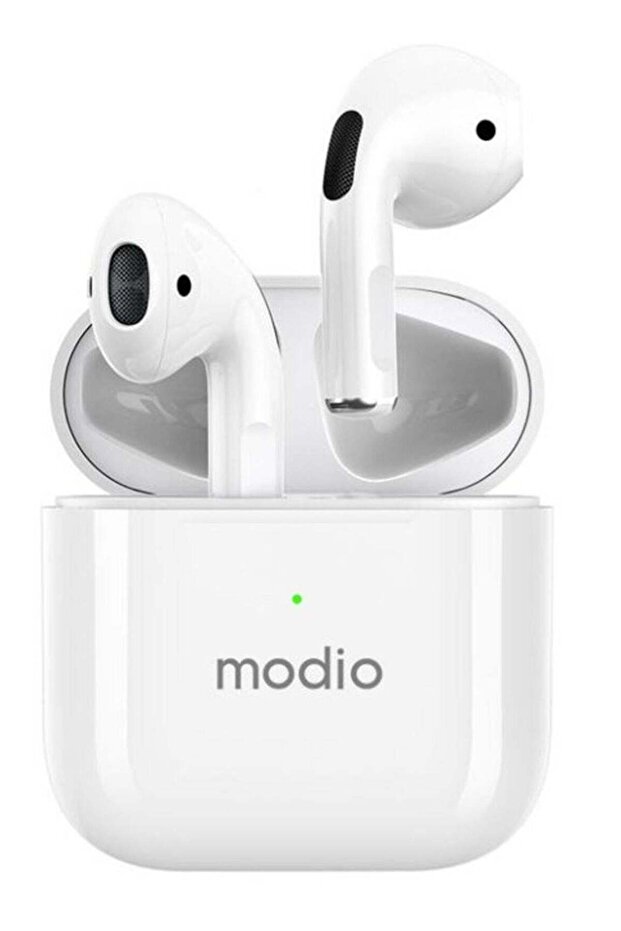 True Wireless Stereo Headset (White) with Free Case (Blue/Red) – Premium Sound, Comfortable Fit