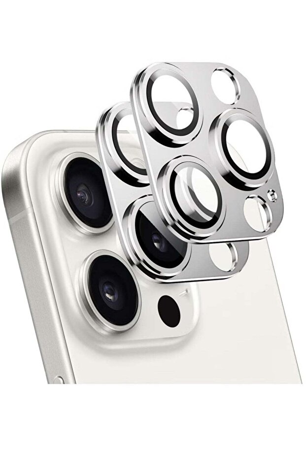(2 Pack) Camera Lens Protector for iPhone 16 Pro and iPhone 16 Pro Max – [Alloy Metal Camera Cover] + [Tempered Glass Screen Protector] (Silver)