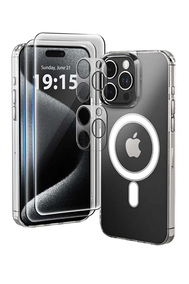 iPhone 15 Pro Max 5-in-1 Case – Clear, MagSafe-Compatible, Shockproof with Air-Guard Corners