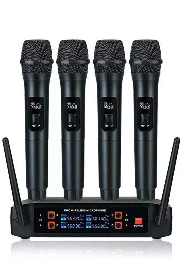 Wireless Handheld Microphone – 4-Channel VHF Metal Dynamic Mic with 200ft Range