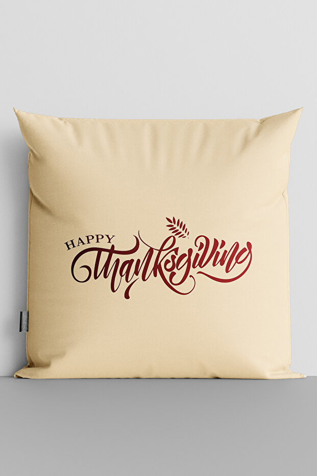 Happy Thanks Giving Written Double Sided Digital Printed Throw Pillow Cover - 3103