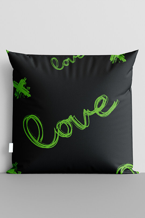غطاء وسادة مطبوع رقميًا على الوجهين بنص Green Love - 7055