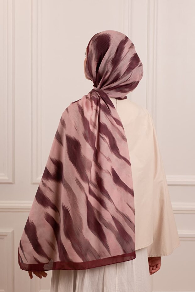 Stripe Patterned Soft Shawl Plum - 6