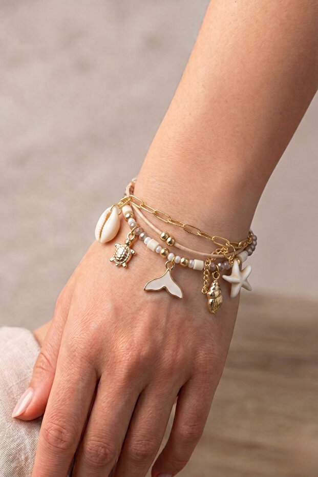 Ethnic Bohemia Multiple Bracelet Whale Tail Natural Stone