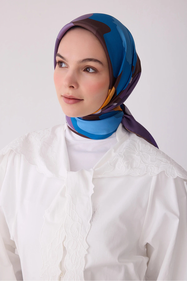 Twill Silk Patterned Scarf 4306D - 1
