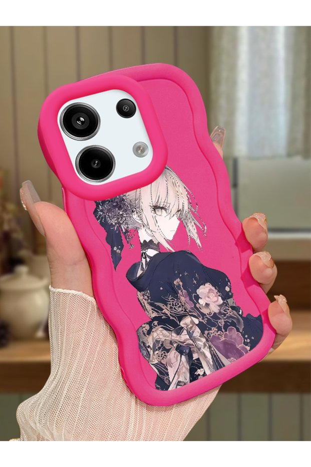 Poco X6 5g Compatible Case Camera Protector Red Silicone Couple Phone Case Girl Pattern