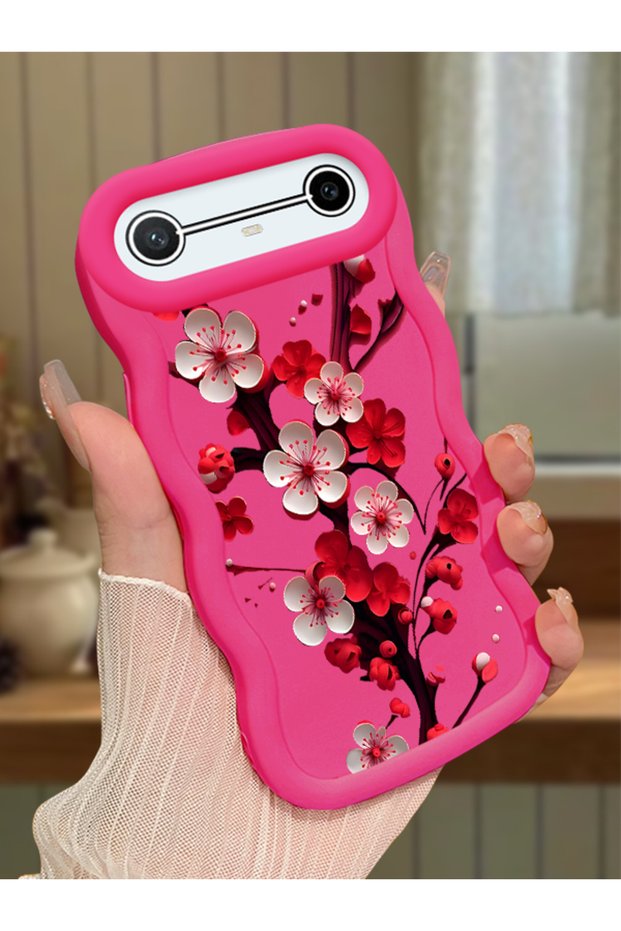 Tecno Pova Slim Compatible Case Camera Protector Red Silicone Couple Phone Case Floral Pattern