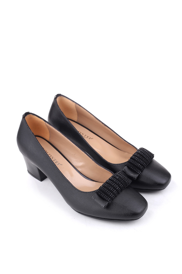 8690 Women's Bow Stone Detailed 5 cm Heeled Casual Shoes