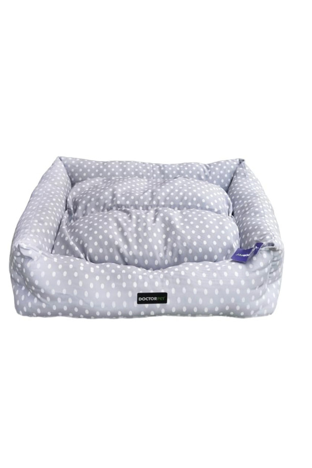Makaron Series Rectangle Pet Bed Medium - 70x60x22cm - Soft Washable Fabric, Reversible Cushion, Non-Slip Base - Ideal for Cats & Medium Dogs