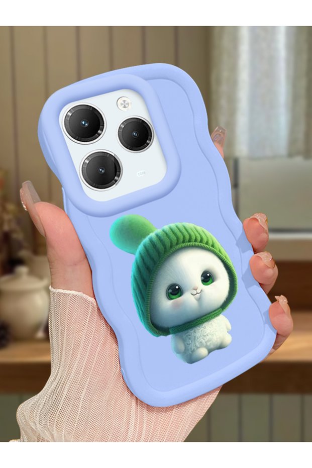 Infinix Hot 40 Compatible Case Camera Protector Blue Silicone Couple Phone Case Cute Pattern