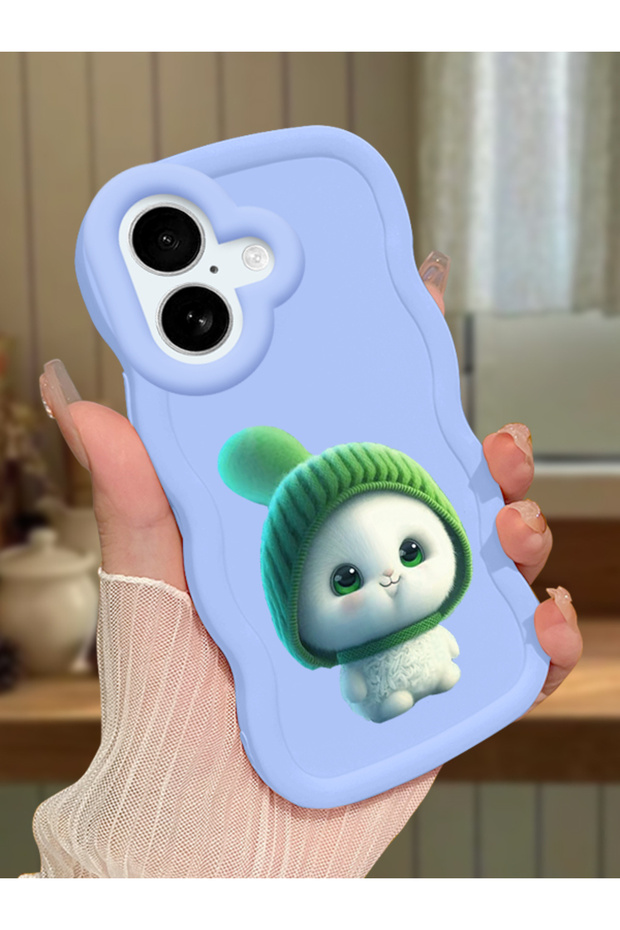 iPhone 17 Compatible Case Camera Protector Blue Silicone Couple Phone Case Cute Pattern
