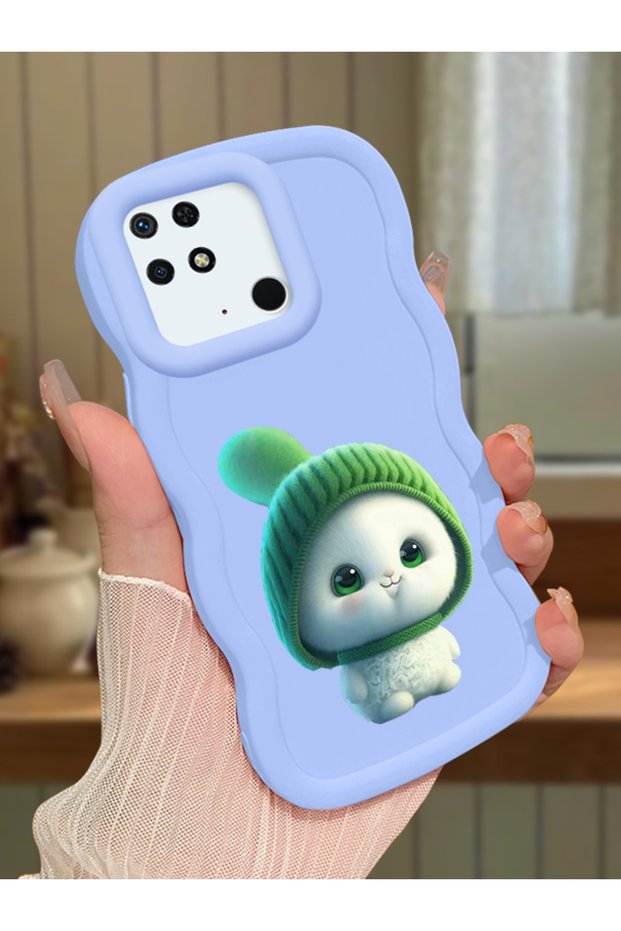Redmi 10C Compatible Case Camera Protector Blue Silicone Couple Phone Case Cute Pattern