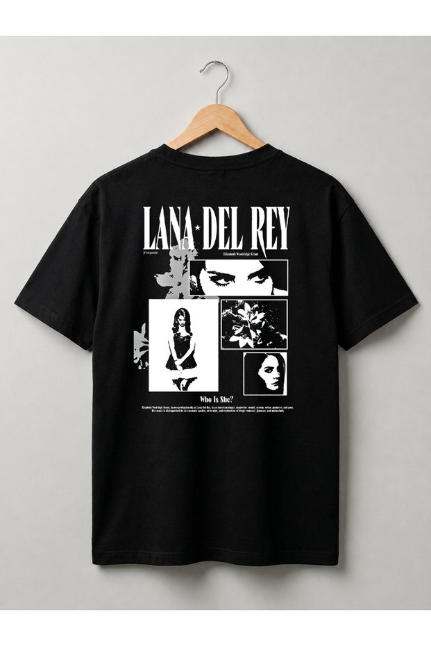 Black Women's Oversize Lana Del Rey Design 100% Cotton Premium Printed T-Shirt