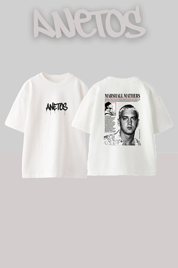 Marshall Mathers Design Printed Oversize White T-Shirt