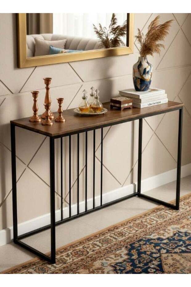 طاولة كونسول مستطيلة بإطار معدني 120x40x80 سم - 1