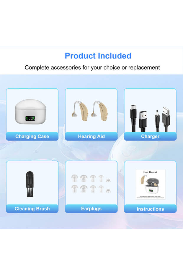 Skin Hearing Aid, Volume Control, with Charging Case, Intelligent Noise Cancellation, Designed Speci