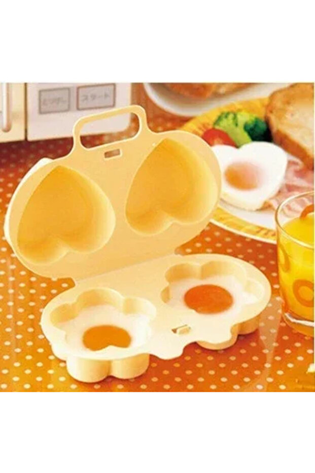 yellow 1Pc Home Kitchen Microwave Egg Cooker Plastic Non-Stick Egg Cooking Mould Flower Love Boiled