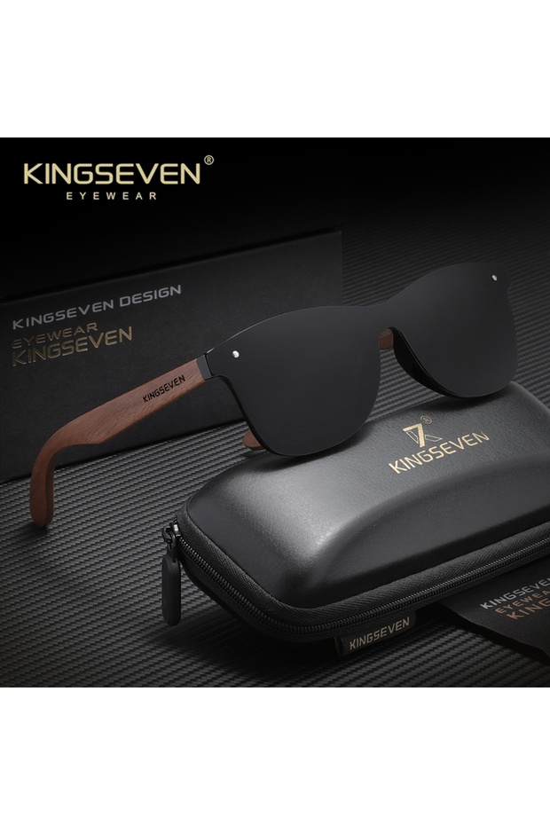 Black Gray KINGSEVEN Black Walnut Wood Sunglasses for Man Polarized Anti-Reflecti Eyeglass Men UV40