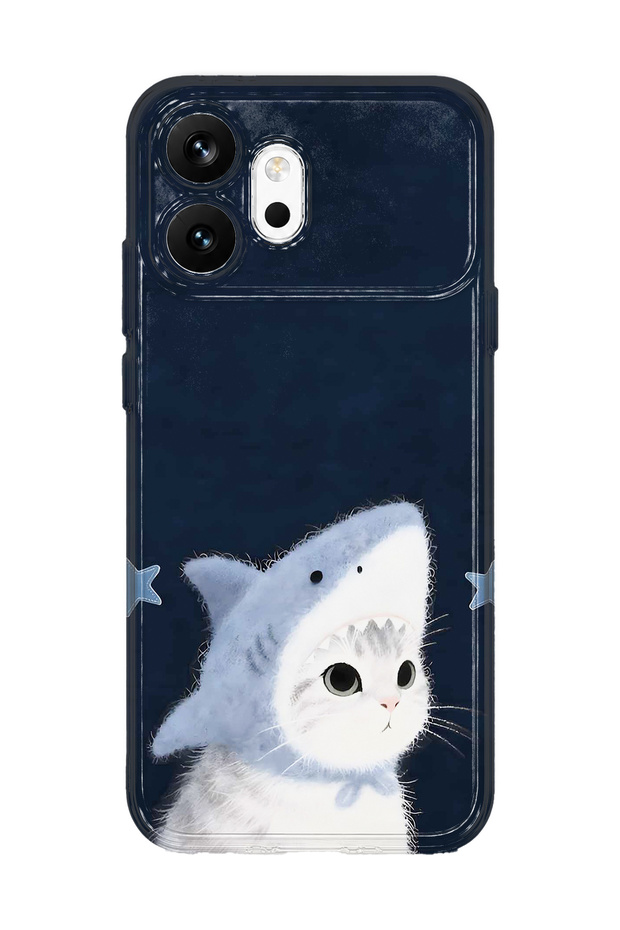 Honor 600 Compatible Transparent Phone Case with Shark Costume and Cat Pattern