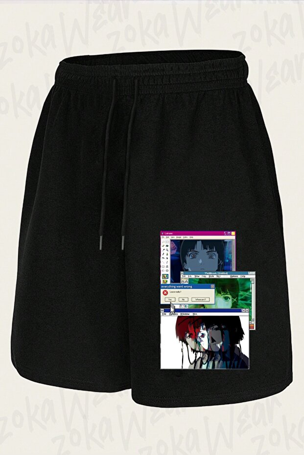 شورت مطبوع بتصميم Lain windows edit للجنسين