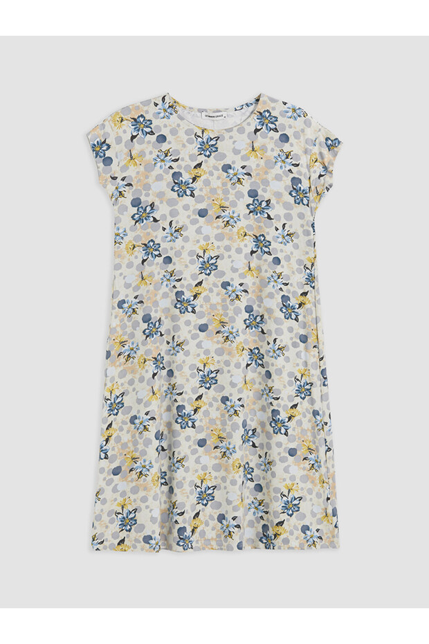 Lcw Grace White Crew Neck Floral Dress