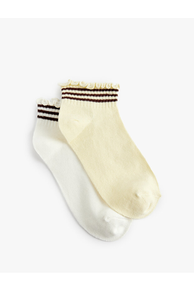 Cotton Ruffled Striped 2-Piece Sock Set
