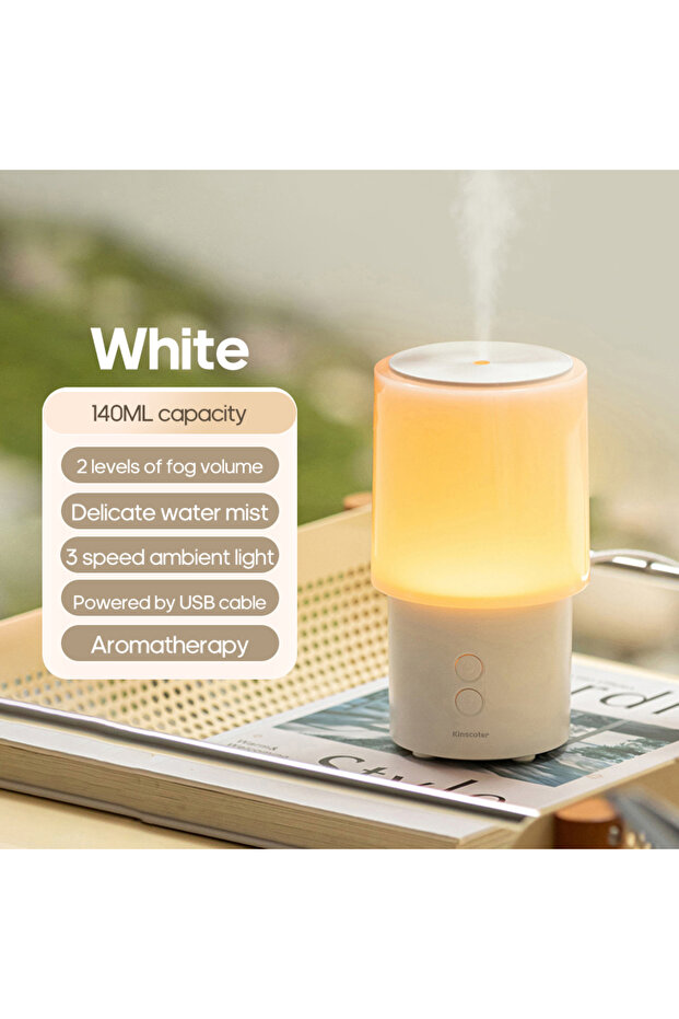White New Essential Oil Aroma Diffuser Minimalist Night Lamp Desktop Mini Air Humidifier 140ml Ultra