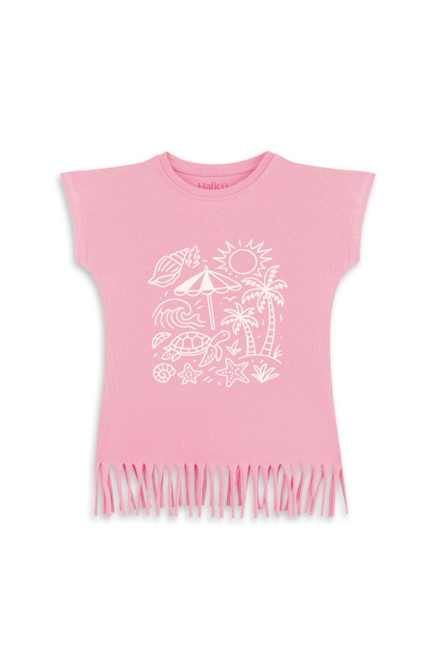 Girl's 100% Cotton Sea-Themed T-Shirt with Tassels