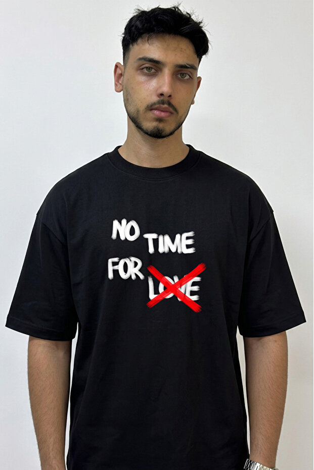 Ask Reddi Design Printed Oversize Black T-Shirt
