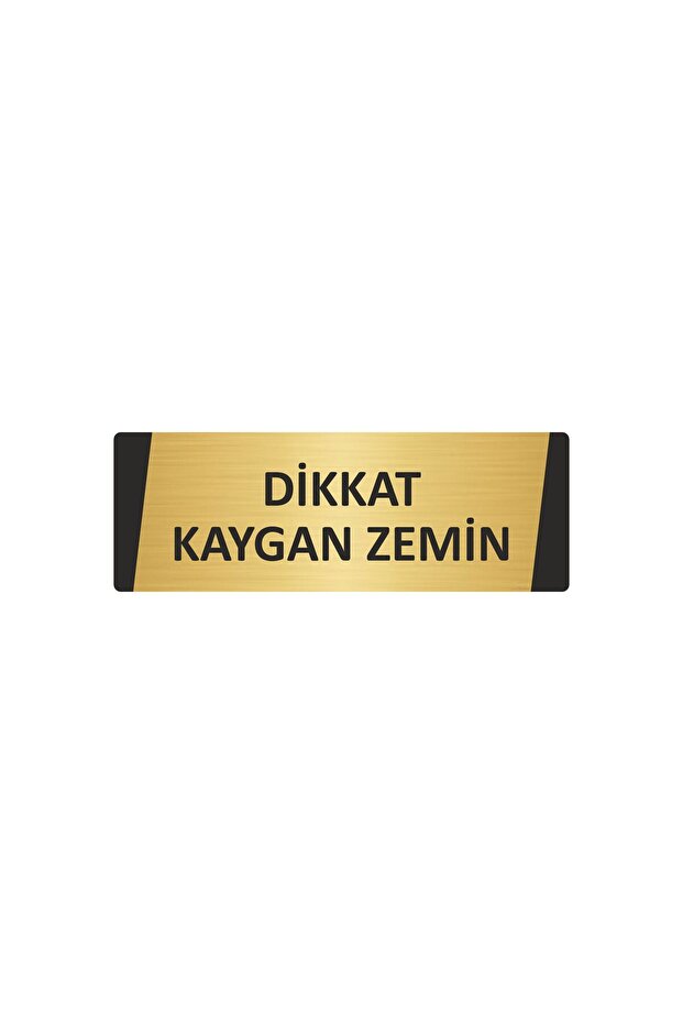 Attention Slippery Floor Metal Warning Sign 10X20 cm Gold Color
