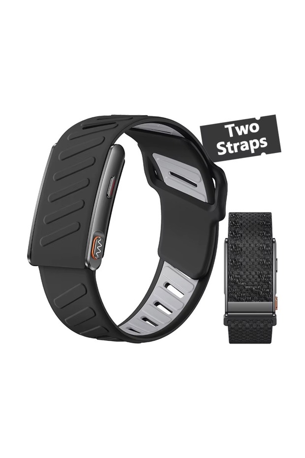 2-in-1 Silicone & Nylon Sport Watch Band Compatible with Smartwatch Adjustable Black Strap Set