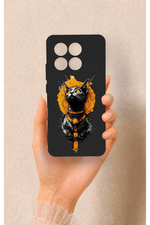 Poco X6 Pro Compatible Egyptian Cat God Patterned Silicone Case