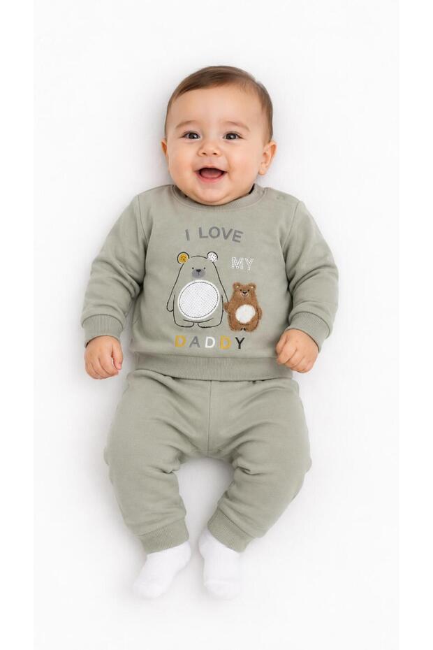 Baby Boy Seasonal Cotton 2-Piece Set Embroidered Patterned Sweatshirt and Sweatpants 6-12 Months