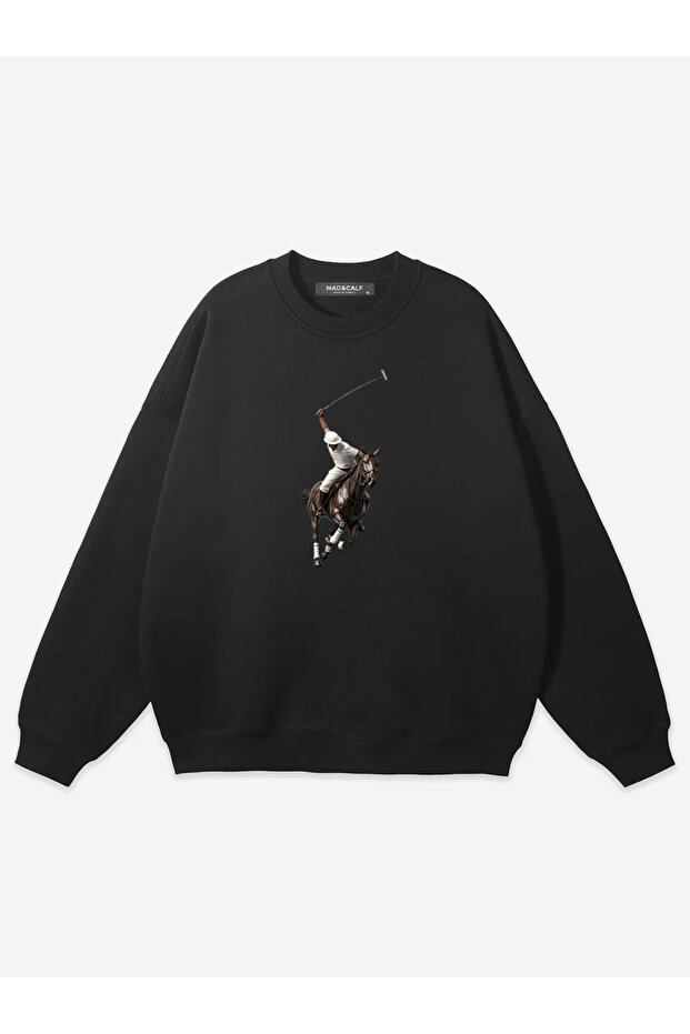 Unisex Cowboy Athlete Printed Crew Neck Oversize Sweatshirt