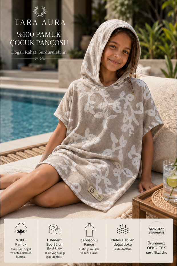 100% Cotton Poncho for Children Aged 9+